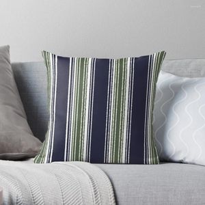 Pillow Navy Blue and Green Stripes Throw Custom S Home Decor