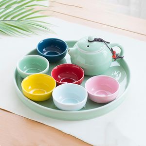 6Pcs/40ml Chinese Style Ceramic Teacup Set Retro Porcelain Beauty Tea Bowl Household Handmade Master Cup Tea Accessories