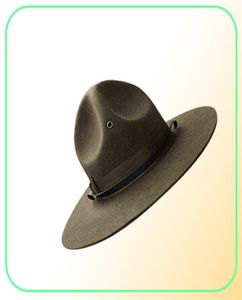 X047 ABD Deniz Piyadeleri Yetişkin Yün FE Şapkaları Ayarlanabilir Boyut Yün Ordu Yeşil Şapkalar Erkekler Moda Kadın Kilise Şapkaları 2112274866339