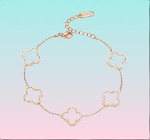 Braccialetti Charm Fashion Classic 4four Leaf Clover Blangle Chain 18K Gold Plodato MotherOfpearl for Women Girl Wedding Mother Day JE2838274