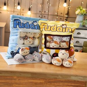 Pudding Cats Torba niebieska żółta pluszowa mini -zwierzęta lalki 8 sztuk torba przekąskowa jedzenie Pluszcze dla dzieci prezent 4038cm 2012109701867