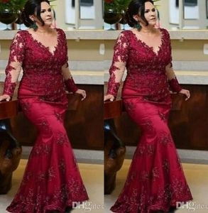 Burgundy vintage Burgundy Long Prom della fine della sposa Abiti da sposa 2022 Plus size in pizzo con sequenza di paillettes tappeti rossa Abiti formali D8599938