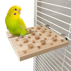 Outros pássaros suprimentos de pássaros plataforma de madeira rack parrot pedal brinquedos de pedal hamster acessórios gerbils ramo de jumping bamba poleiros