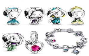 Fits P Bracelets 20pcs encantos de contas de prata Princesa Sereia Pingente para mulheres Jóias de colar europeu DIY8412876