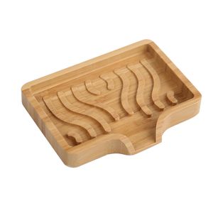 Bambusowe mydła naczynia ekologiczne duże mydło do mydła do mydeł i gąbki, drewniana taca mydła z drenażem naturalny mydło do łazienki, kuchnia