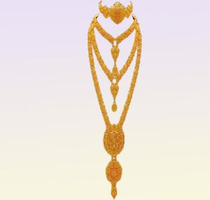 Jóias de Dubai em árabe Conjunto de joias para as mulheres brincos etíopes de coloração de cor de ouro da cadeia longa etíope Casamento Bridal Gift 2207213060623