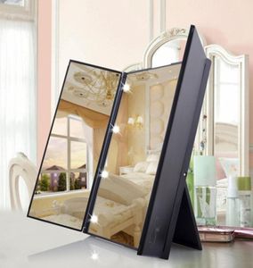 LED Shining Makeup Mirror 8 LED -ljus Upplyser Treesided Foldbar Make Up Cosmetic Tablett Skönhet Vanity Mirror1968317