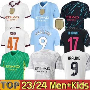 23 24 24 Koszulki piłkarskie Haaland Mans Cities Final Stambul Zestaw Mahrez Grealish de Bruyne Foden Football Shirt Kids 2023 2024 GK J.alvarez Mancheste Nowy Rok