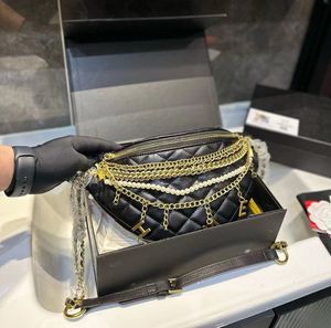 Tasarımcı Kadın Bel Çantası 28cm Deri Rhombock Altın Yazı Kolye Lüks Çanta Matelasse Zincir Crossbody Bag Fanny Pack Zincir Çantalar Havaalanı Seyahat Sacoche