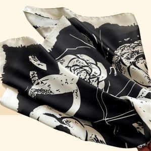 ブラックホワイトデザイナーの手紙印刷花の模倣シルクスカーフヘッドバンド女性ファッション長いハンドルバッグスカーフパリ肩Tot9169241