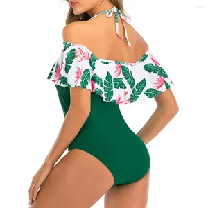 Damskie odzież na plaży Seksowną sylwetkę w kształcie litery S stroju kąpielowego Kwiatowy nadruk z Monokini z ramionami z wykończeniem do szybkiego suszenia