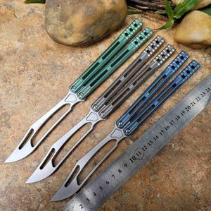 Новый TheOne Balisong Orca Killer Whale Butterfly Trainer Trainer Trainer Нож D2 Blade Фиксированная титановая ручка джилта качающийся нож Triton Squi4529962