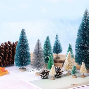 12/24pcs Mini Weihnachtsbaumschmuck kleine künstliche Kiefern Sisal Seidenschnee Landschaft Weihnachtsbäume Weihnachten Tabletop Dekor Geschenke