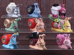 Action figure One Piece Anime Den Den Mushi Telephone Toy 9PCSSET Dracule Mihawk Kuma Black Beard Doflamingo Jinbe Boa Hancock T23756111