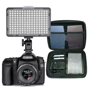 Partes 176 PCs Luz LED para câmera DSLR CAMERCOMERTA LUZ CONTILOUSO, BATERIA E CARREGADOR USB, CARREGEM POTOGRAFIA DE POTOGRAFIA VÍDIO DE VÍDEO DE VÍDEO