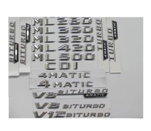 Chrome Trunk Letters Badge Emblem Emblem ML55 ML63 AMG ML300 ML320 ML350 ML400 ML500 4MATIC CDI W166 W16424974746284235