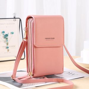 Weiche Leder -Brieftaschen Frauenbag Touchscreen Handy Geldbeutel Taschen mit Frauen Handtasche Frauen Crossbody Gurt Umhängetasche