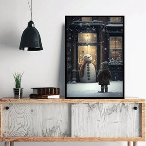 Santa Claus Christmas Eve Snowman Winter Gifts Affisch och Canvas Tryck på Christmastime Wall Art Bild för barnrumsheminredning