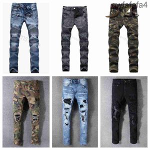 Классическая печатная вышивка MIRI Designer Mens Jeans Motorcycle Hole Luxury Blue Denim Street Wear Men Pants Оптовые