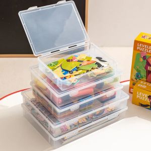 Byggnadsblock förvaringslåda barns leksaksspår pussel förvaring container stapelbar pp vattentät transparenta arrangör lådor