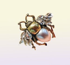 Vintage symulowane pierścienie palców Pearl Bees dla kobiet geometrycznych kryształowych pierścień Anillos Mujer żeńska biżuteria gotycka 6025998