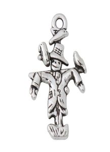 Whole Alloy Antique Silver Plated Scarecrow Shape Charms Fork Farmers 1525mm 100pcs AAC3827144944