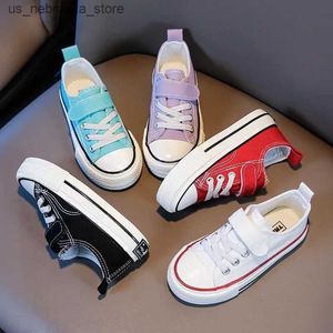 Sneakers Childrens Canvas Shoes High Quality Casual Lace up Classic Flat New Boys Preschool Students Girls Sports Q240412