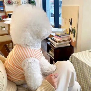 Köpek giyim moda çizgili evcil hayvan yelek pomeranian bichon yaz giysi oyuncak nefes alabilen köpek tişört tişört Yorkshire oyuncak kaniş pet kumaş l49