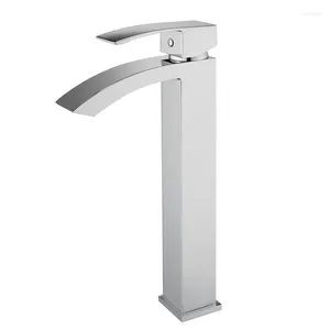 Bathroom Sink Faucets Simple Square Chrome Tap Soild Brass Basin Faucet Single Hole Deck Mounted High Quality Water Mixer