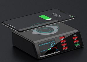 100W 8 portar USB Charger QC30 Adapter trådlös laddstation PD Fast Charger för iPhone 13 12 11 SAMSUNG6894627