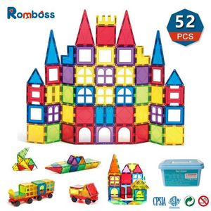 減圧おもちゃromboss 52pcs 7.5cm磁気構造ビルディングブロックセットモンテッソーリ教育玩具パズルビルディング240413のクリスマスギフト