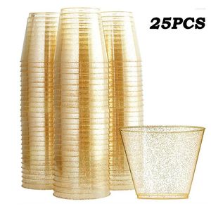 Engångskoppar sugrör 270 ml te mugg kaffekopp ving glas whisky plastjuice muggar dricker bröllop bordsvarar dekoration