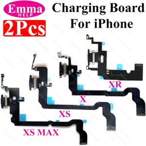 2 st/pack laddningskort flex för iPhone xs max 11 pro max 13 12 mini x x r USB -kontaktmikrofonuttag flex kabel