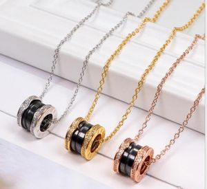 Ceramiczny tytan stalowy Diamentowy naszyjnik Spring Para Naszyjnik dla mężczyzn i kobiet 18K Rose Gold8524180