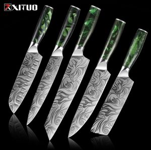 Xituo Kiten Knife Set Noże Szef Chef Laser Damascus Wzór Ultra ostre japońskie santoku Nakiri Cleaver Krojek Noże 15 PCS8406335