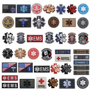 3D broderad armband Life Star Rescue Tyg Medic Patch PVC Backpack Jacket Hook Loop Patches For Clothing