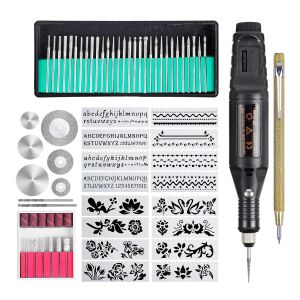 Decals Electric Engraver Rotary Mini Engraving Pen Kit for Metal Glass Ceramic Jewelry Diy Nail Stencils Vinyl Cutting Bottle Etching