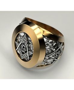 Eejart Pierścień masoniczny ze stali nierdzewnej dla mężczyzn Mason Symbol G Templar Murs Rings9669773