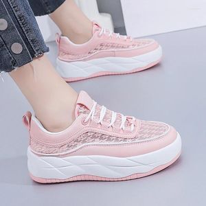 Casual Shoes Online Celebrity With Lace Breathable Small White Women's 2024 Summer Hollow Mesh Thick-soled Muffins Increase Women