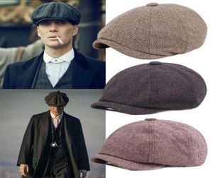 Men Beret Vintage Herringbone Gatsby Tweed Peaky Blinders Hat Newsboy Beret Hat Spring Winter Flat Peaked Beret Hats Q0703312d22945749186