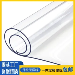 Tapisserier PVC Bordmatta transparent tetdukoljesäker vattentät motståndskraftig plast Rund mjuk glaskristallplatta