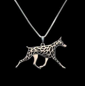 Pendant Necklaces Gold Silver 1pcs Doberman Movement Necklace 3D Cut Out Puppy Dog Lover Memorial Pendants Christmas Gift 73432799573