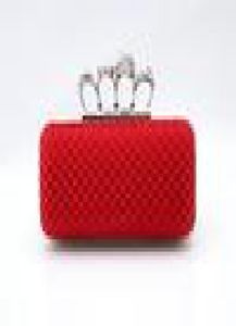 Классический дизайн -дизайнер4 красные леди сцеплению кольца кольца с четырьмя пальцами сумочка вечерняя сумочка свадебная сумка 03918B5766594