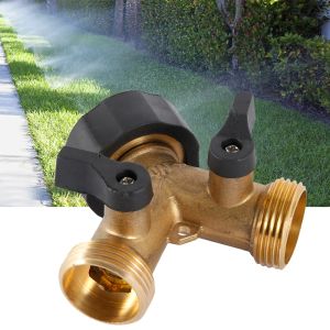 Messinggartenschlauchsplitter 3/4 Zoll Gewinde Y Ventilschlauchanschluss Einstellbarer Schalter Controller Gartenwasserschlauchadapter 2 Wege