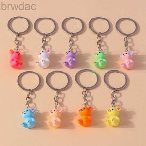 Key Rings Cartoon Candy Color Resin Bear Keychains for Women Men Car Key Handbag Pendants Keyrings Accessories DIY Jewelry Gifts 240412