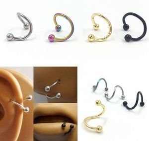 Nasenringe Stollen Mode Edelstahl Hufeisen gefälschter Ring C Clip Lip Piercing Stud Hoop für Frauen Männer Langhantel Drop Lieferung Je j Dh18x