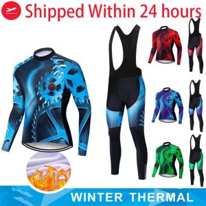 Pants Ropa ciclismo Warm 2022 Winter Thermal Fleece Cycling Clothes Men's Jersey Suit Outdoor Riding Bike MTB Clothing Bib Pants Set