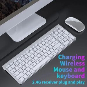 Klavyeler 2.4G Kablosuz Klavye ve Fare Combo Mini Multimedya Klavye Dizüstü Bilgisayar PC TV iPad MacBook için Set