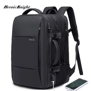 Heroic Knight Travel Backpack Men Business School Expandível Bag USB de grande capacidade 156 laptop à prova d'água 240328