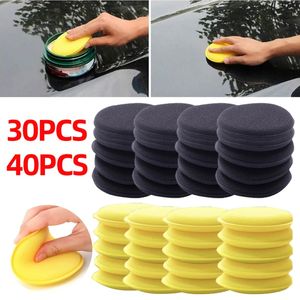 30/40pcs araba yuvarlak cila balmumu köpük aplikatör pedler 10cm sünger temiz yıkama yıkama aracı